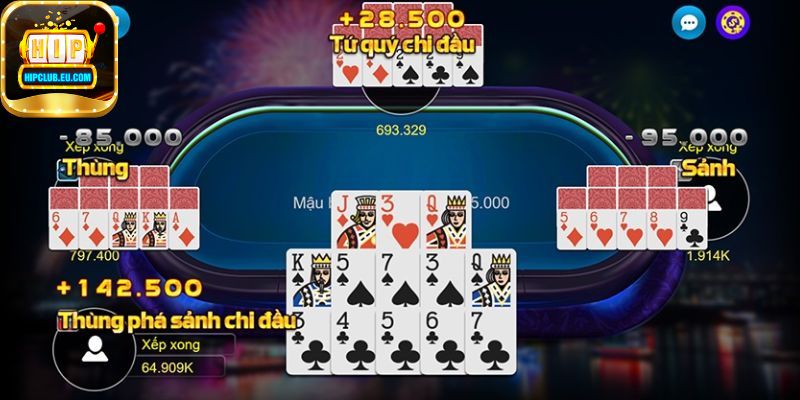 Cách sắp xếp các lá bài trong cách chơi Mậu Binh HipClub